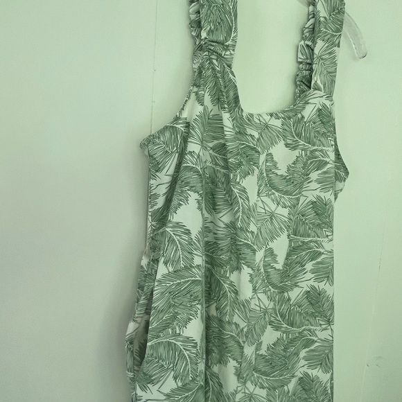 P. Cill Island In The Sun Linen Viscose Jumpsuit Green Leaf Print Size XL - Picture 8 of 16